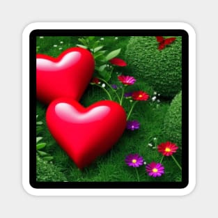 Valentine Wall Art - Reclining with flowers - Unique Valentine Fantasy Planet Landsape - Photo print, canvas, artboard print, Canvas Print and T shirt Magnet