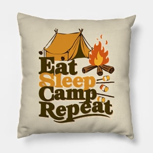 Eat Sleep Camp Repeat. Vintage Pillow