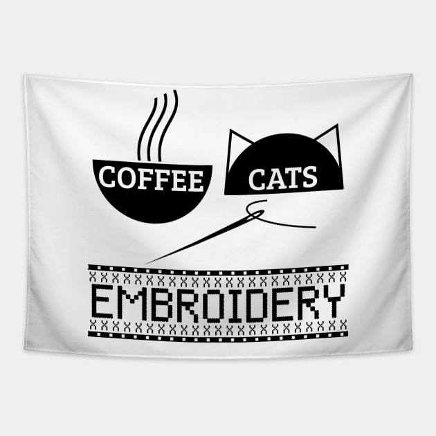 Coffee Cats Embroidery Funny Quote Needlework Gift Tapestry by bigD