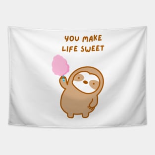 You Make Life Sweet Cotton Candy Sloth Tapestry