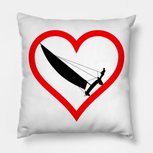 Red heart contour with catamaran Pillow