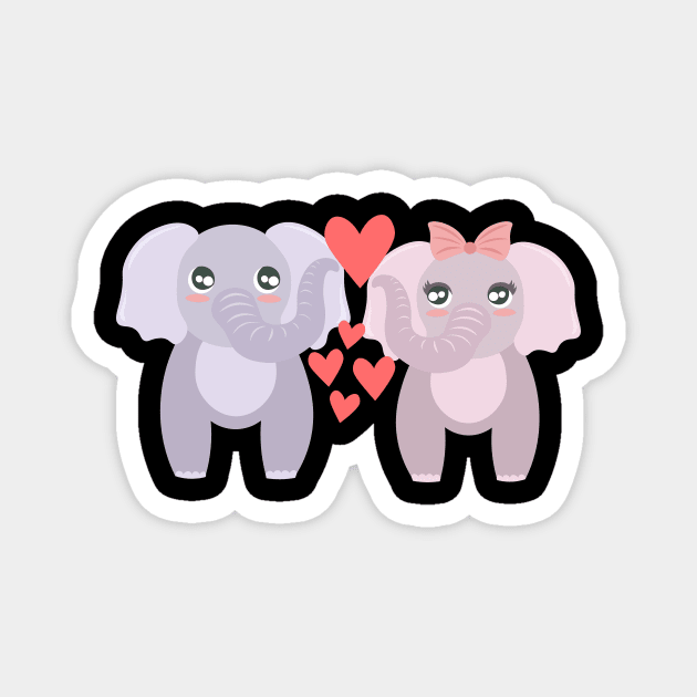 Two Elephants In Love Magnet by Machtley Constance