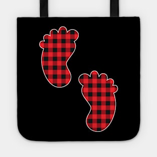 Baby Feet Red Plaid Buffalo Gift Christmas Tote