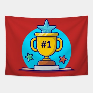 Gold Trophy Cartoon Vector Icon Illustration Tapestry