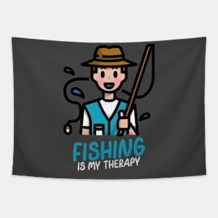 Fishing is my therapy 5 Tapestry