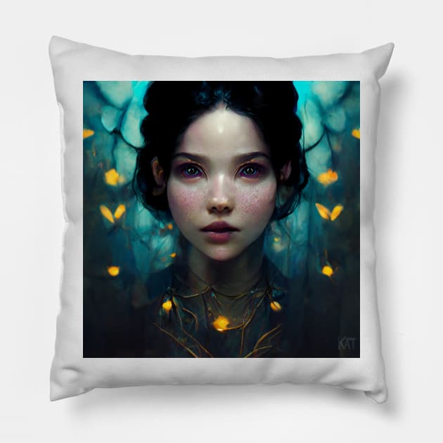 Collecting Fireflies to light the way Pillow by KimTurner