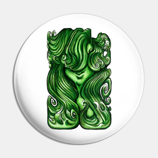 Luscious Locks - Greenery Green Pin by BigNoseArt