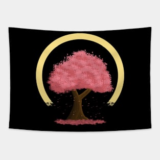 Simple Cherry Blossom Tree With Falling Leaves Version 4 Tapestry