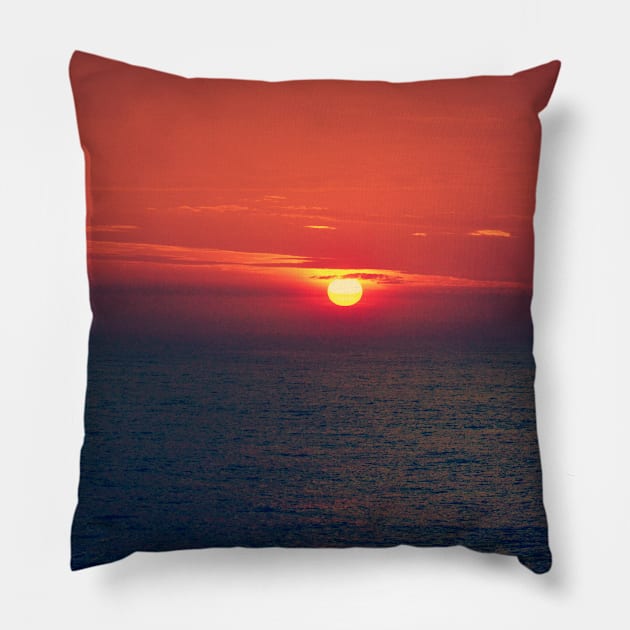 Open Sea Autumn Sunset Print Pillow by Emalhures