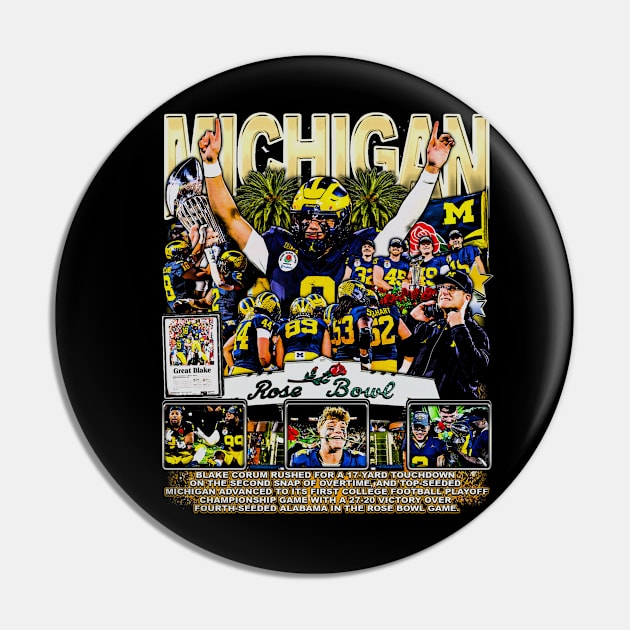 Michigan Champs Rose Bowl Pin by Richard Michaud Art