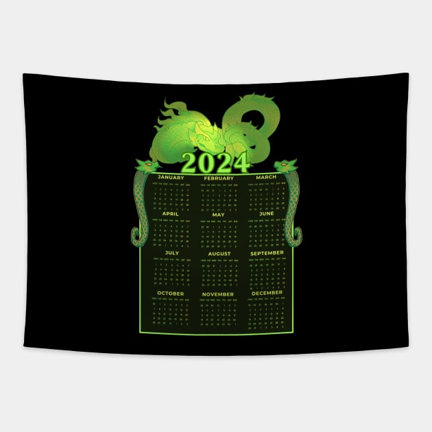 2024 New Year Green Earth Dragon Tapestry by WiliamGlowing