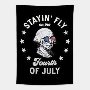 Stayin' Fly On The 4th Of July: George Washington in Funny Patriotic Sunglasses Tapestry