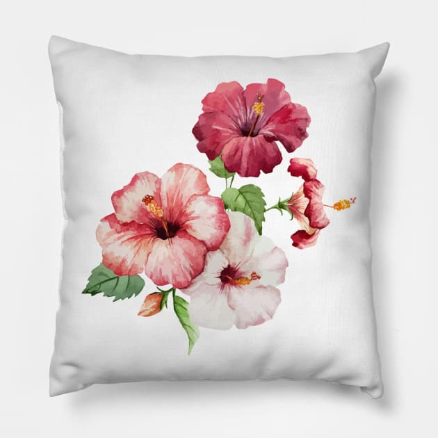 Watercolor Flowers Art Prints Pillow by MariaStore