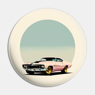 Pink Beauty Vintage Style Classic Muscle Car Illustration Pin