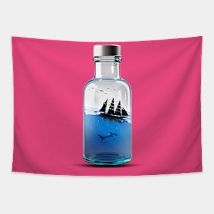 Sea view in Transparent Bottle Tapestry