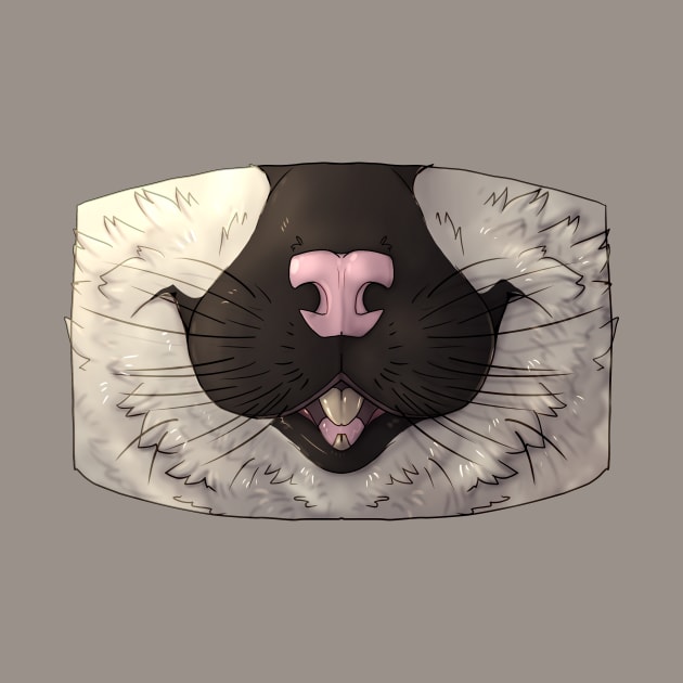 Black-Blazed White Rat Mask by Acteus