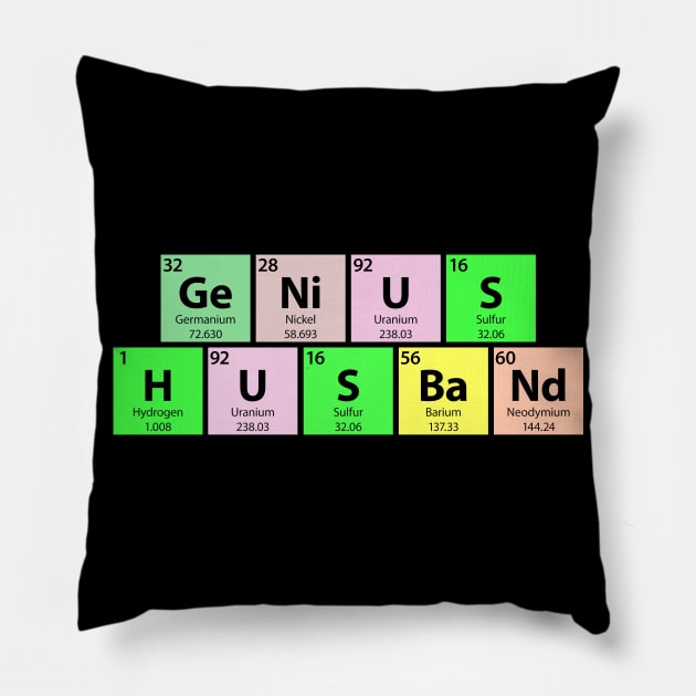 Genius Husband Periodic Table Pillow by Gold Wings Tees