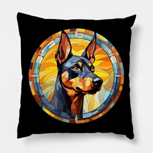 Stained Glass Doberman Pinscher Dog Pillow