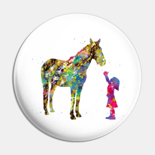 Little girl with horse Pin