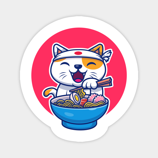 Cat Eating Ramen Noodle Magnet by Catalyst Labs