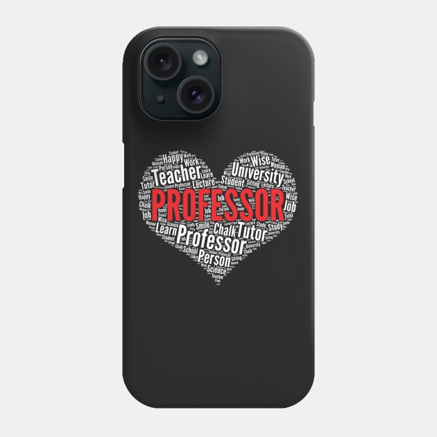 Professor Heart Shape Word Cloud Design graphic Phone Case by theodoros20