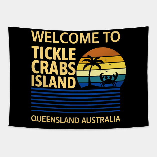 Tickle Crabs Island - Queensland australia retro sunset Tapestry by Mas To