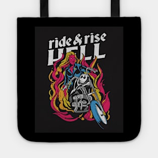 Devil woman in motorbike Tote