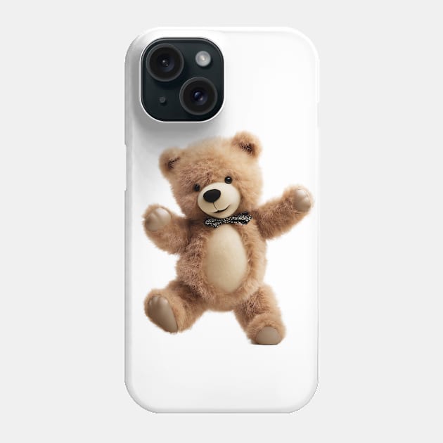 Cute Dancing Teddy Bear with Bow Tie Design Phone Case by Cuteopia Gallery