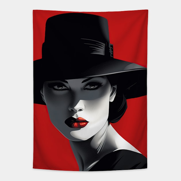 Lady in Black Tapestry by TooplesArt