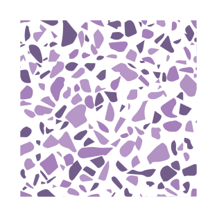 White and Purple Terrazzo Pattern T-Shirt