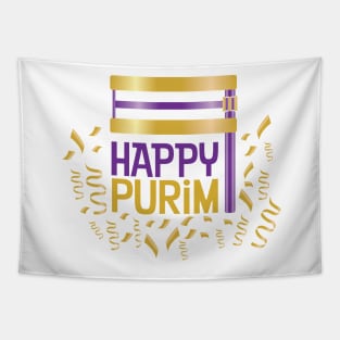 Purple Gold Happy Purim and Grogger Tapestry