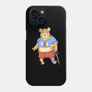 On crutches - cartoon bear Phone Case