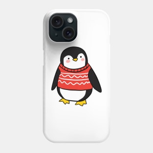 Cute christmas penguin cartoon illustration Phone Case