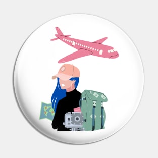 Travel Girl Pin