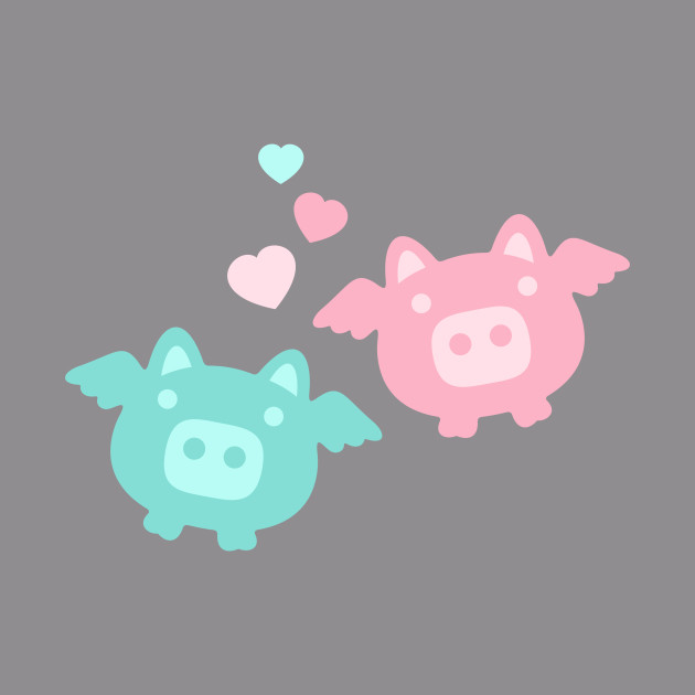 Pastel Flying Pigs In Love By Xooxoo