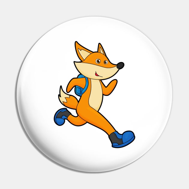 Fox at Running with Backpack Pin by Markus Schnabel