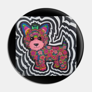 Flower power puppy Pin