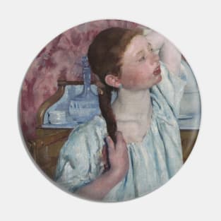 Girl Arranging Her Hair by Mary Cassatt Pin