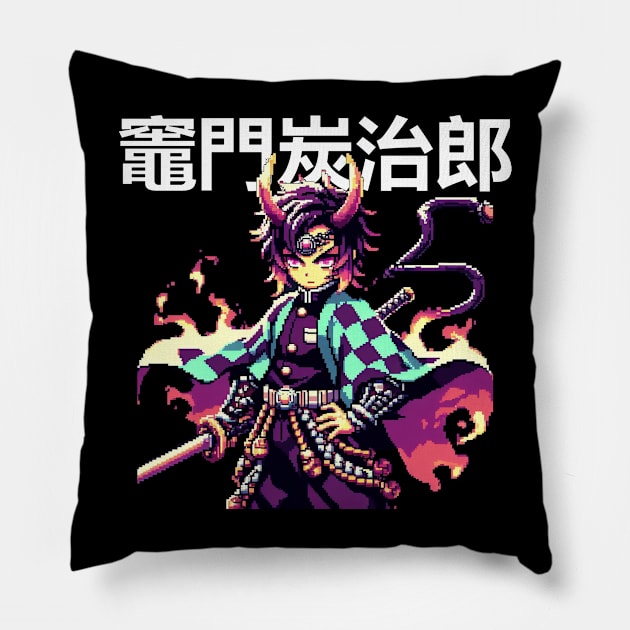 tanjiro demon mode Pillow by Ngab Dur Podcast