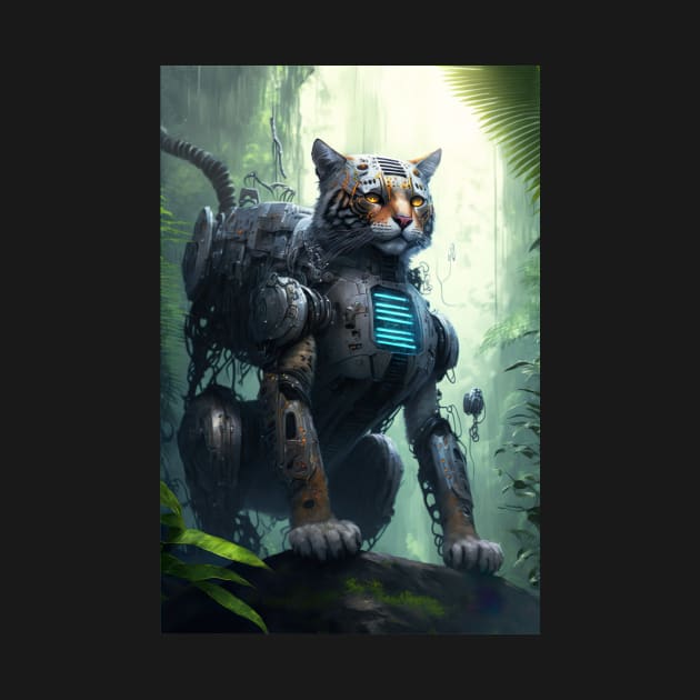 Cyborg cat in the jungle by KoolArtDistrict