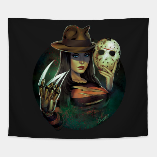 Female Freddy Krueger Vs Jason Freddy Krueger Vs Jason Tapestry Teepublic Uk