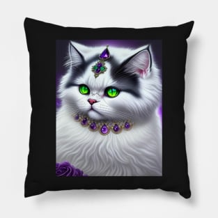 Gothic White Persian Beauty Cat Pillow