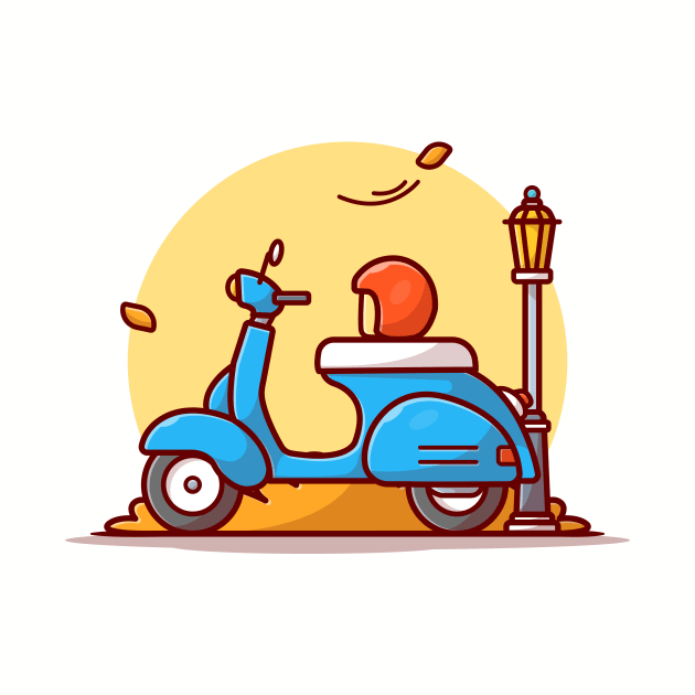 Scooter With Helmet Cartoon Vector Icon Illustration by Catalyst Labs