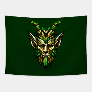 Enchanted Forest Satyr: Geometric Faun Illustration Tapestry