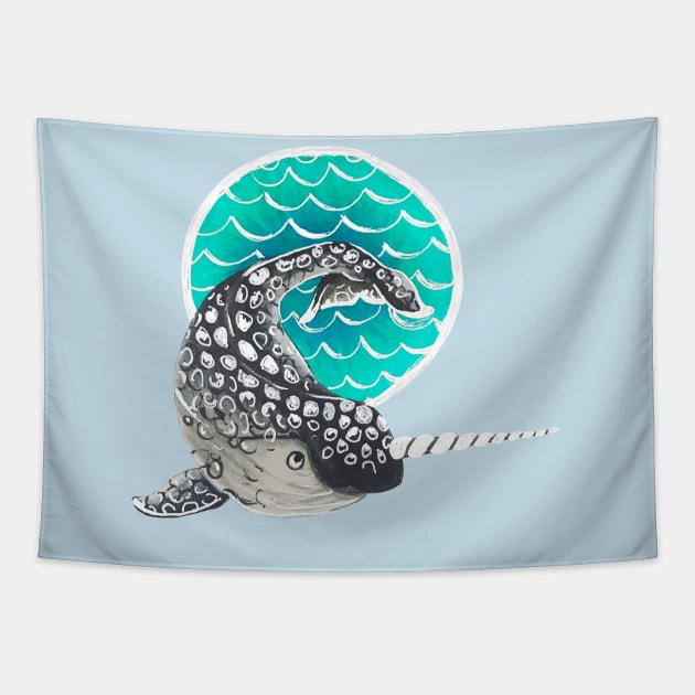 Blue Narwhal Tapestry by Lady Lilac