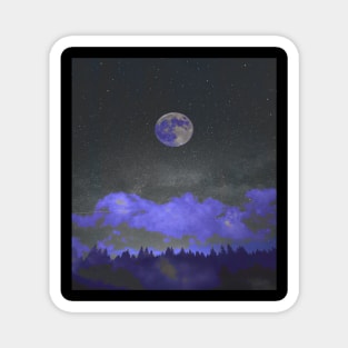 Blue Moon Spooky Night Sky Magnet