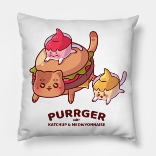 Purrger with Katchup & Meowyonnaise Pillow