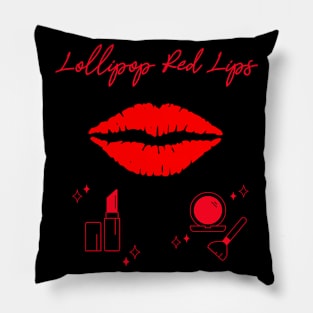 Lollipop red lips. Girly lipstick makeup candy Pillow