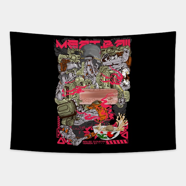 meat ball industry Tapestry by bocel eco