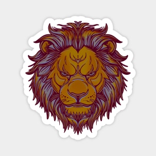 Orange lion head with grey and red highlights Magnet